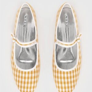 Cider Yellow Checkered One Strap Maryjane Flats
